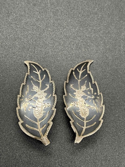 Sterling Siam 1.5" Clip Back Earrings From Large Estate