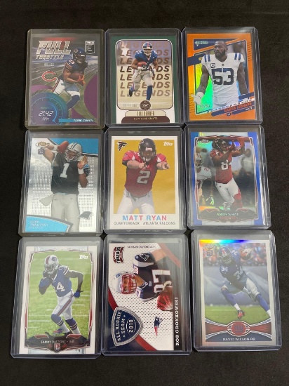 Lot of 9 Football Stars, Rookies, and Inserts From Large Collection