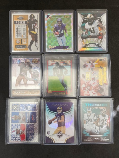 Lot of 9 Football Stars, Rookies, and Inserts From Large Collection