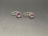 Sterling Purple Cz Earrings From Large Estate