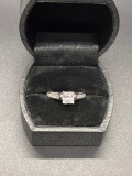 Sterling Princess Cut Cz Ring W/ Cz Accent Ring Size 7.75 From Large Estate