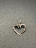 Sterling Marcasite Heart Shape Pendant From Large Estate