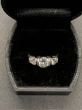 Sterling Cz Ring Size7.75 From Large Estate