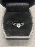 Sterling Blue Topaz Heart Ring Size 7.5 From Large Estate