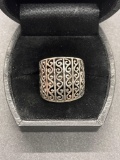 Sterling Filigree Ring Size 6.25 From Large Estate