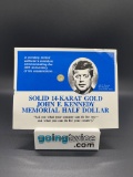 Solid 14-Karat Mini 30th Anniversary Gold John F. Kennedy Memorial Half Dollar Coin From Large