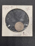 1857 P Silver Seated Half Dime Vg From Large Collection