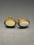 Gold Filled Mother of Pearl Screw Back Earrings From Large Estate