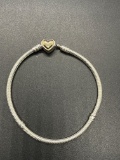 Pandora Sterling & 14kt Snake Chain Heart Shaped Clasp 7.75