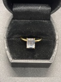 Sterling Emerald Cut CZ Ring Size 8 From Large Estate