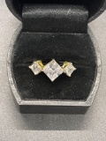 Sterling Princess Cut Cz Ring Size 6.5 From Large Estate
