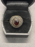 Sterlling Garnett Ring Size 8.5 From Large Estate