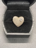 Sterling Diamond Heart Shaped Ring Size 6.5 From Large Estate