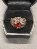 Sterlilng Turkish Garnet Ring Size 11.5 From Large Estate