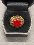 Steerling Turkish Ring Size 10.25 w/ Redish/Orange Stone From Large Estate