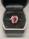 Sterling Pink Topaz Ring Size 8 From Large Estate