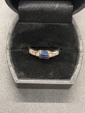 Sterling Blue Saphhire Ring Size 8.75 From Large Estate