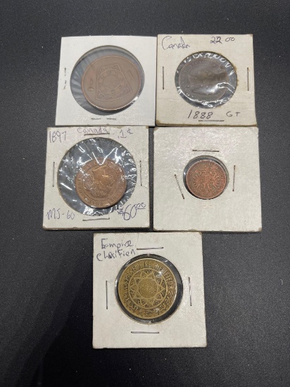 Lot of 5 Medal, Tax Token, and Coins From Large Collection
