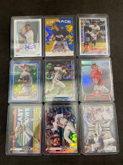 Lot of 9 Baseball Stars, Rookies, and Inserts From Large Collection