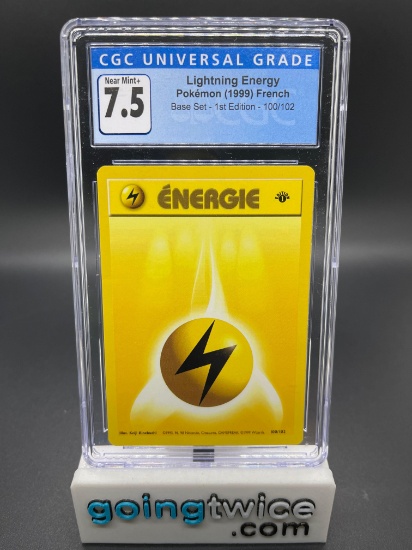 CGC Graded Pokemon 1999 Lightning Energy French Base Set 1st Edition 100/102 Trading Card