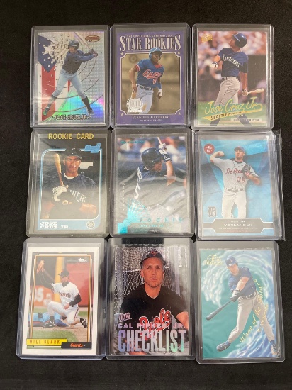 Lot of 9 Baseball Stars, Inserts, and Rookies From Large Collection