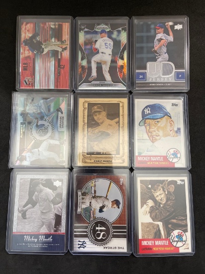 Lot of 9 Baseball Stars, Inserts, and Rookies From Large Collection