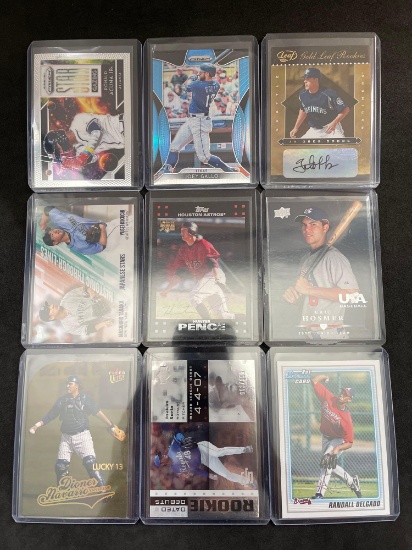 Lot of 9 Baseball Stars, Inserts, and Rookies From Large Collection