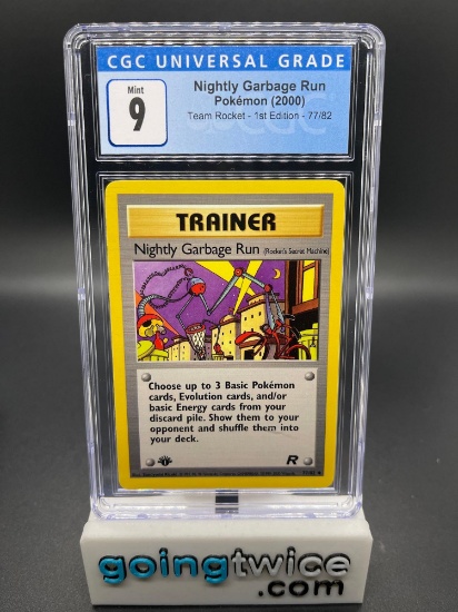 CGC Graded 2000 Pokemon NIGHTLY GARBAGE RUN Team Rocket - 1st Edition - 77/82 Trading Card