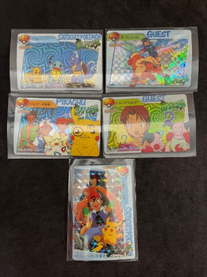 1998 Lot of 5 Pokemon Prizm Replica Garddass Vending Stickers