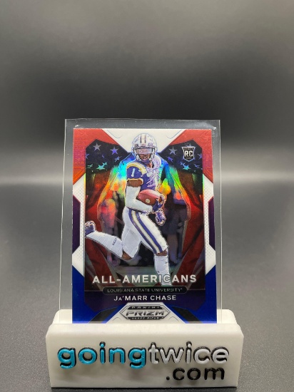 2021 Prizm Draft Picks Ja'Marr Chase Rc All-Americans Red White & BLue Prizm Football Card From