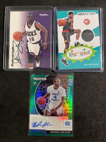 Lot of 3 Jersey or Autograph Basketball Trading Cards From Estate Collection