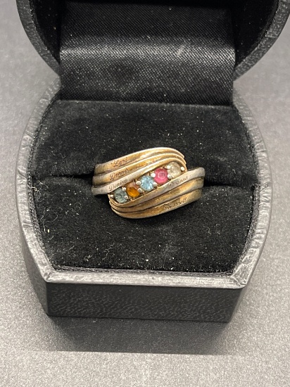 Sterling Multi-Colored Gemstone Ring Size 8.75 From Large Estate