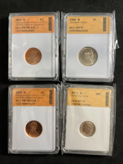 SGS Graded Lot of 4 Coins From Large Collection