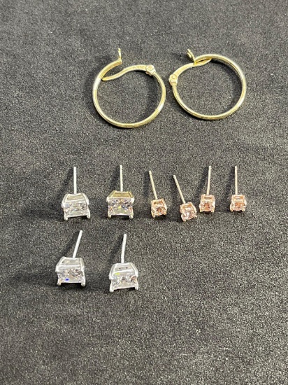 Sterling 5 Pair Lot of Earrings From Large Estate