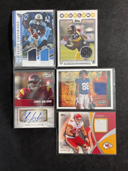 Lot of 5 Autograph or Jersey Football Cards From Large Collection