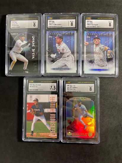 CSG Graded Lot of 5 Baseball Cards From Large Collection