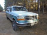 1995 F-250 XLT Turbo Diesel Ford Pickup, 4x4, Extended Cab, Topper Cover (Navajo), Green/White