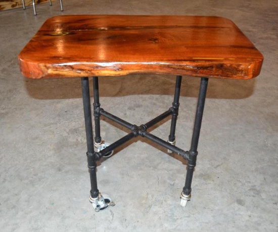 Handmade Mesquite Table on Wheels/ End Table (26 1/2"x20"x25")