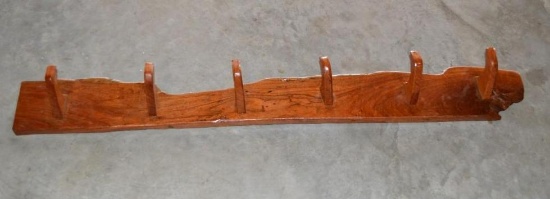 Handmade Mesquite Wall Mount Coat/Hat Rack with 6 Wood Hangers