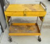 Metal Tool Cart with Top Storage Compartment on Wheels