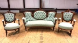 Stunning Antique Victorian Settee with Matching Chairs (3 pc set)