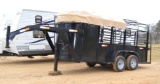 16ft Gooseneck Stock Trailer, New Tarp Top/Floor/Paint/Lights/Tires and Wheels/Hinges for Gate *BOS