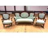 Vintage 3-pc Settee with Matching Chairs, Victorian Style