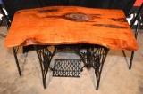 Mesquite Tabletop on Antique Singer Sewing Machine Base