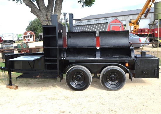 Custom built BBQ Pit/Smoker on trailer. Comes w/ lock and key