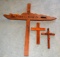 Handmade Mesquite Pieces - 3 Various Size Crosses