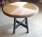 Wood Round Table on Iron Base