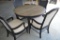 Round Wood Dining Table w/Leaf with 2 Fabric Upholstered/2 Mesh Back Chairs