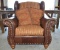 Leather and Upholstered Accent Chair