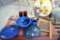 Sunflower Basket, Blue Dish Set, Wash Board, Antique Butter Press, Sifter, and more